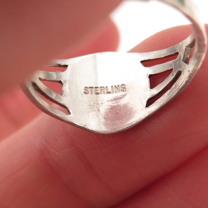 925 Sterling Silver Antique Art Deco Girl Scout Adjustable Ring Size 7