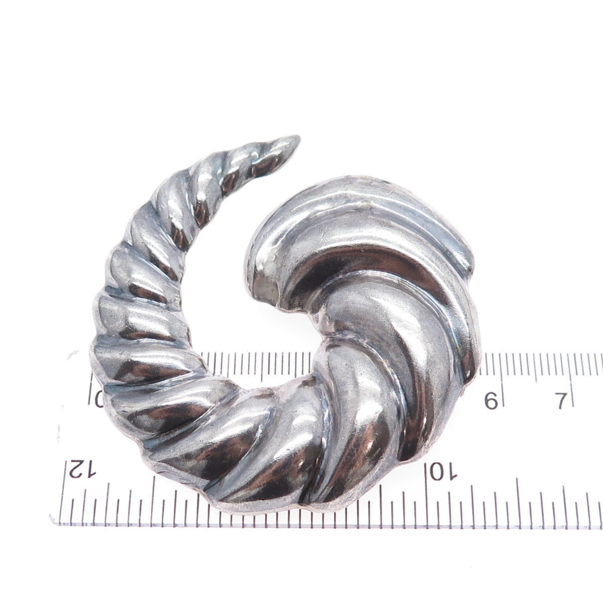 925 Sterling Silver Vintage Mexico Modernist Swirl Oxidized Pin Brooch / Pendant