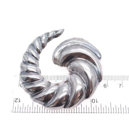 925 Sterling Silver Vintage Mexico Modernist Swirl Oxidized Pin Brooch / Pendant