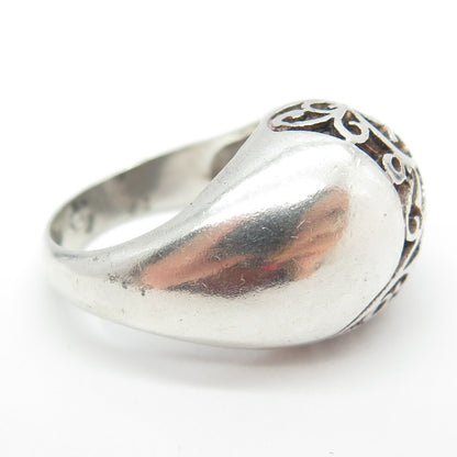 925 Sterling Silver Vintage Swirl Domed Ring Size 6.25