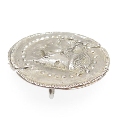 800 Silver Vintage Athena Greek Goddess Pin Pendant