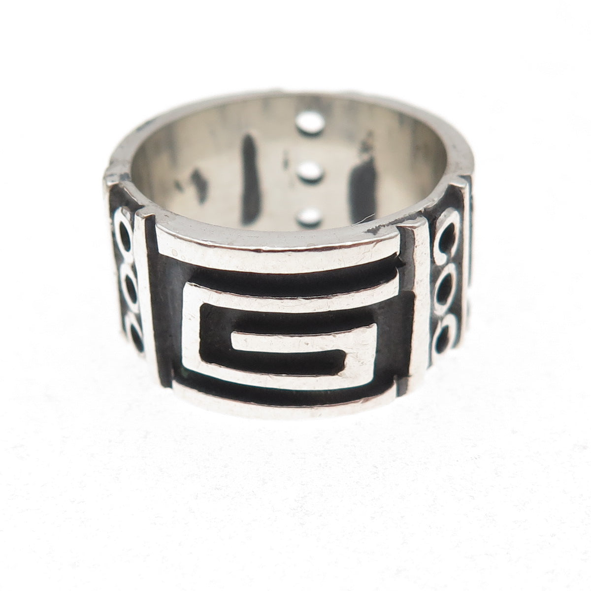 925 Sterling Silver Vintage Mexico Spiral Oxidized Band Ring Size 7.25