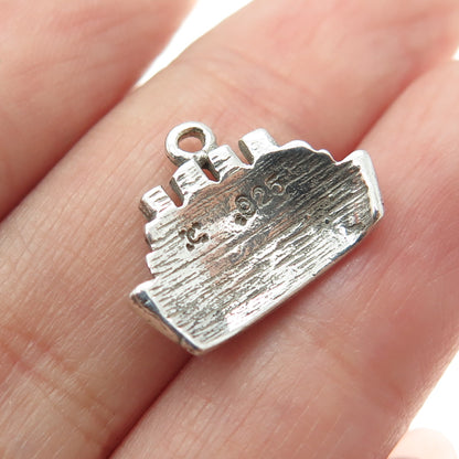 925 Sterling Silver Vintage Ship Minimalist Charm Pendant