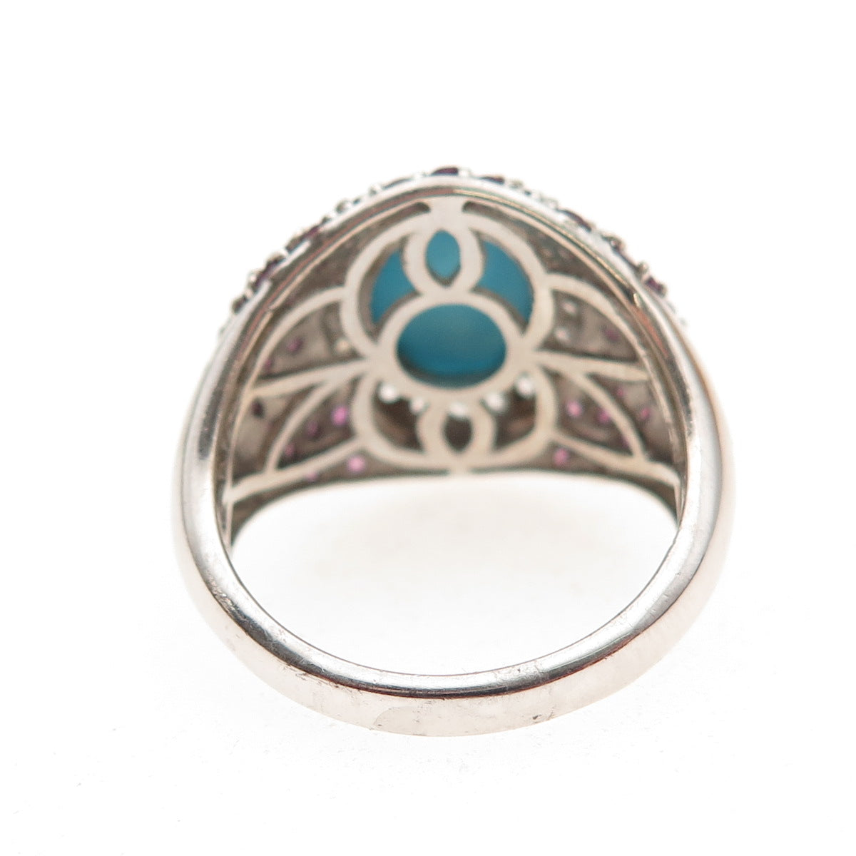 Chuck Clemency 925 Sterling Silver Real Turquoise Amethyst Topaz Ring Size 8.25