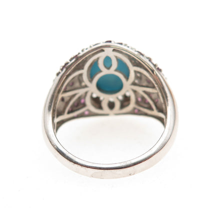 Chuck Clemency 925 Sterling Silver Real Turquoise Amethyst Topaz Ring Size 8.25