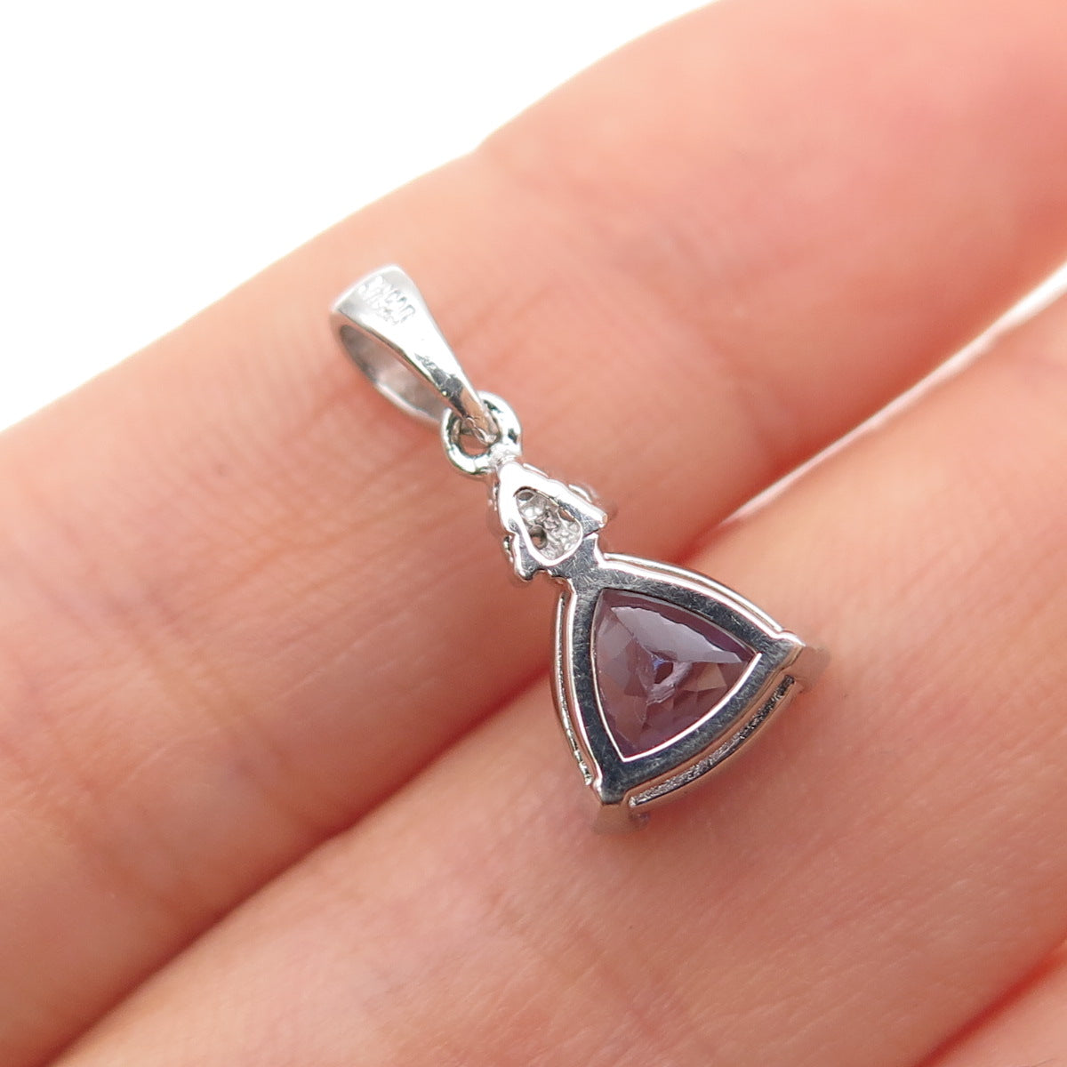 JH YOUNG 925 Sterling Silver Blue & White C Z Mini Charm Pendant