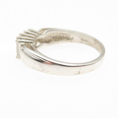 925 Sterling Silver Emerald-Cut C Z Promise Ring Size 7