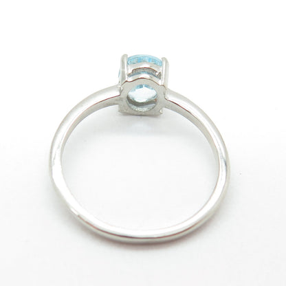 DAZZLERS 925 Sterling Silver Real Blue Topaz Gemstone Ring Size 7