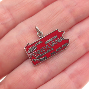 French & Franklin 925 Sterling Silver Vintage Enamel Pennsylvania Mini Pendant
