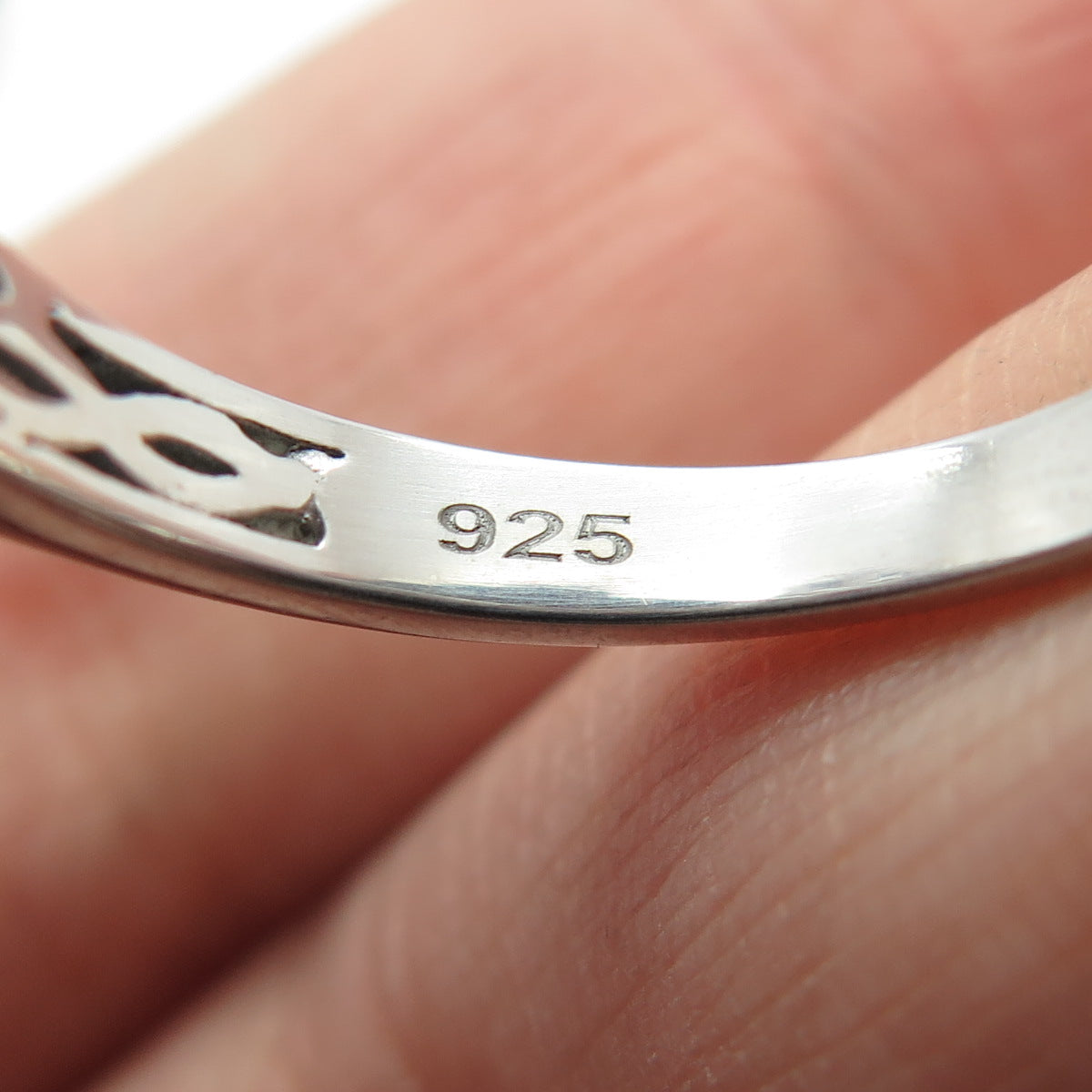 925 Sterling Silver Real Oval-Cut Amethyst & White Topaz Ring Size 8.25