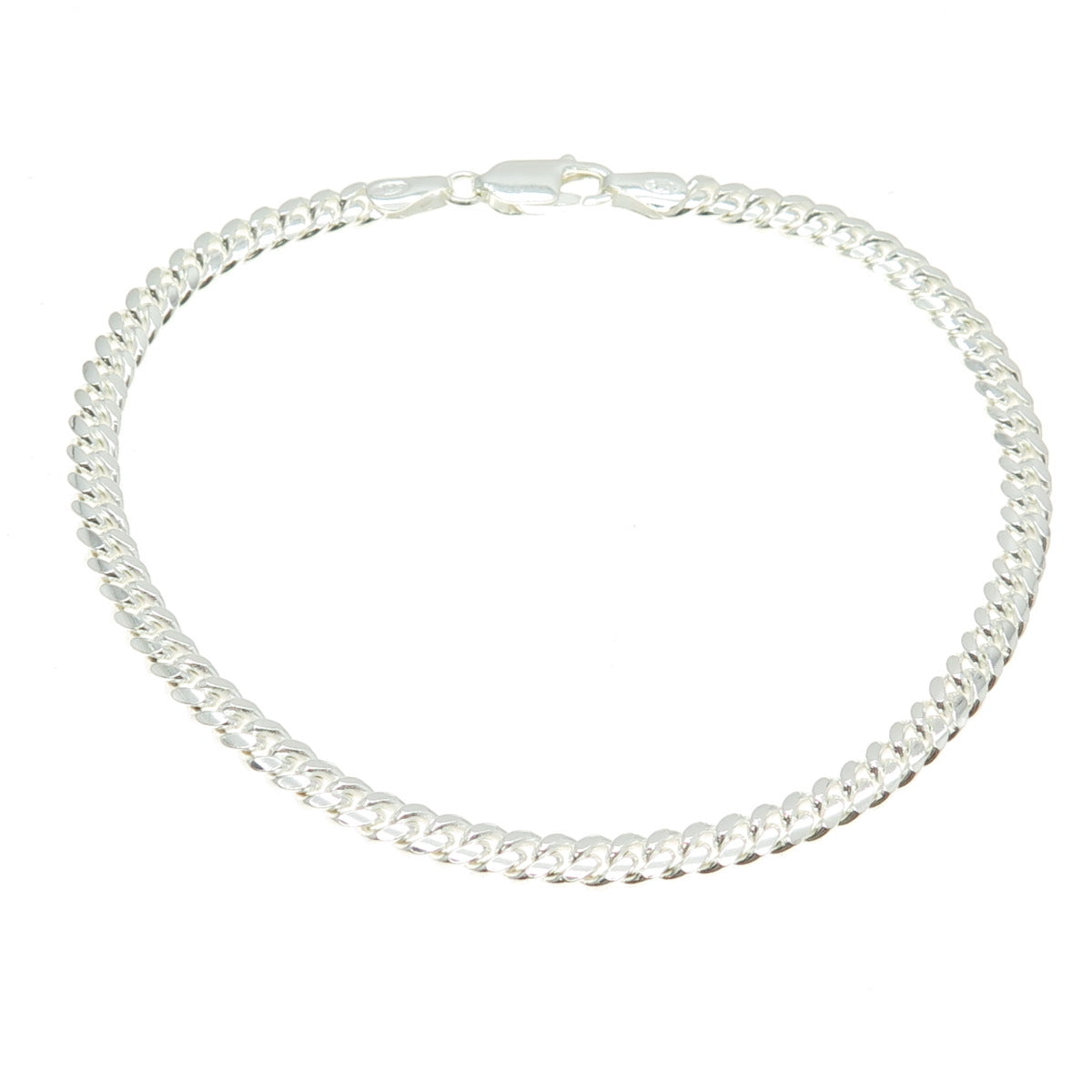 925 Sterling Silver Italy Flat Curb Link Bracelet 8"