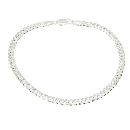 925 Sterling Silver Italy Flat Curb Link Bracelet 8"