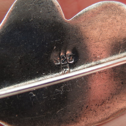 925 Sterling Silver Vintage Modernist Puffy Pin Brooch
