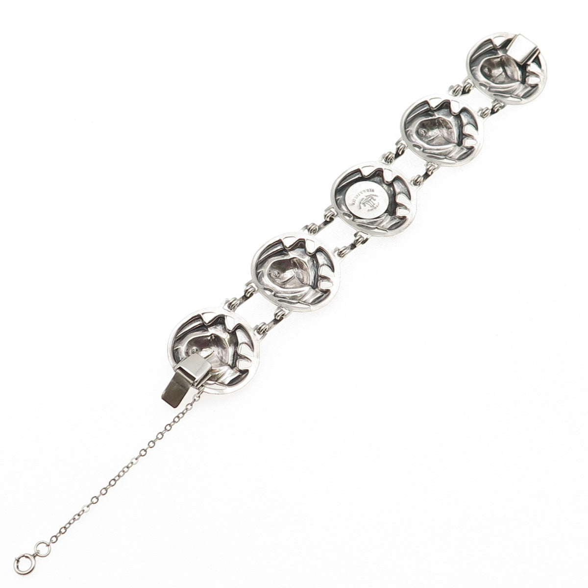 Norseland by CORO 925 Sterling Silver Antique Art Deco Rose Flower Bracelet 7.5"