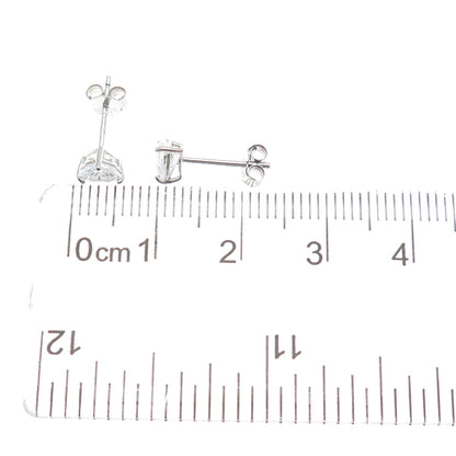 925 Sterling Silver Heart-Cut C Z Stud Earrings
