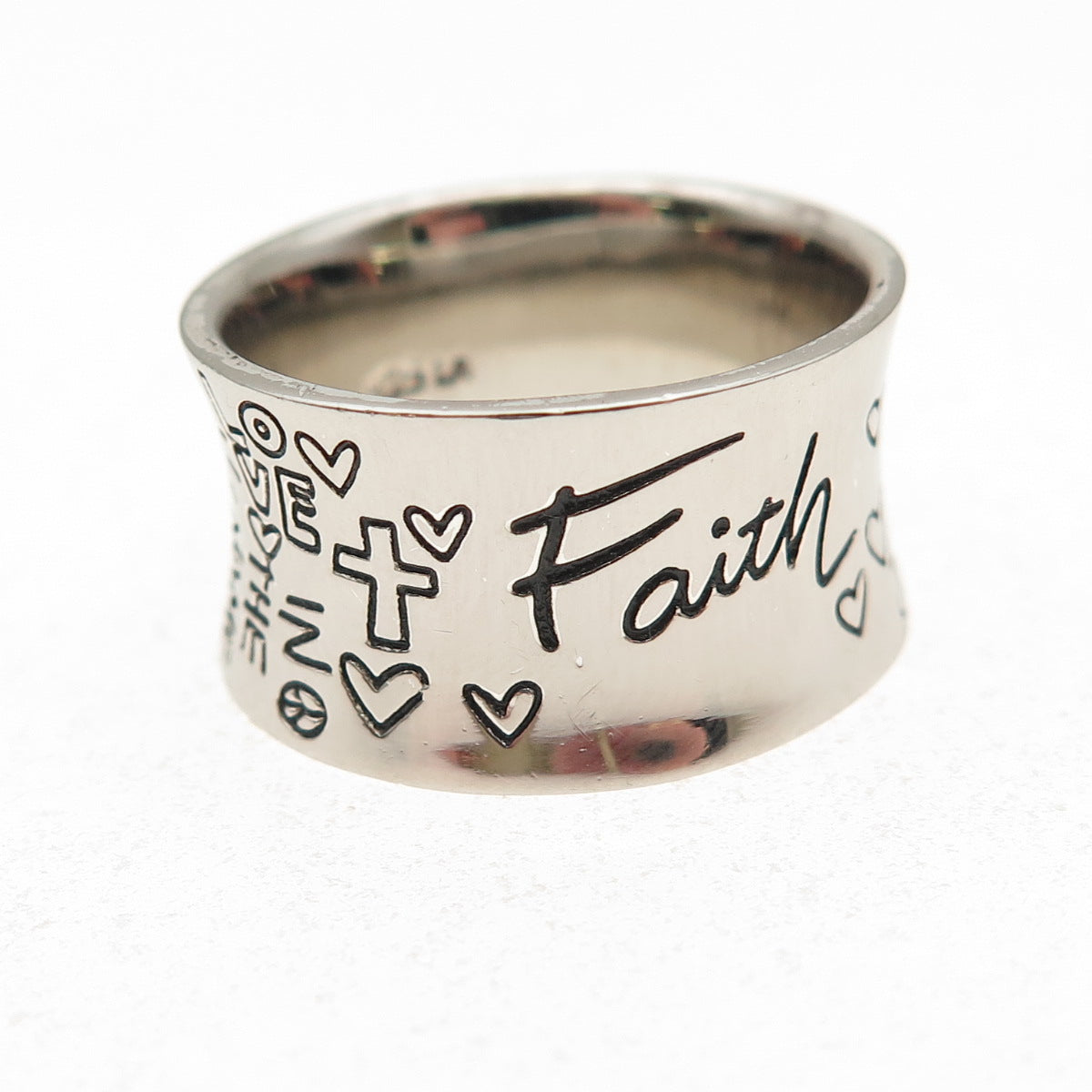 925 Sterling Silver Faith Truth Believe Hope Love is Light Ring Size 7.25