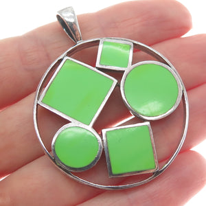 SX SALLY C 925 Sterling Silver Vintage Enamel Modernist Geometric Charm Pendant