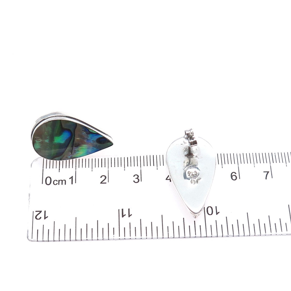 AF DESIGN 925 Sterling Silver Vintage Real Abalone Shell Teardrop Earrings