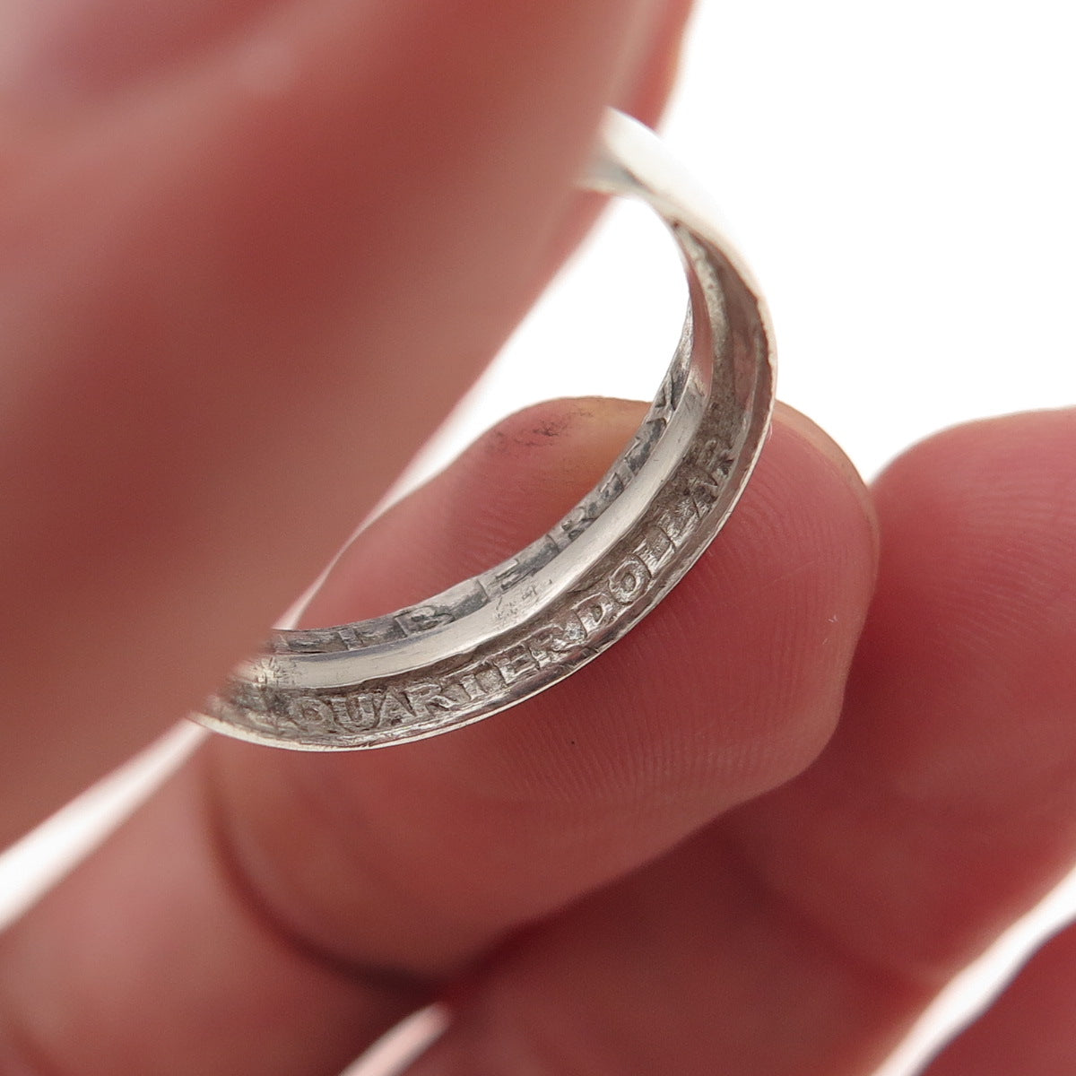 900 Silver Antique 1944 Washington Quarter Dollar Coin Band Ring Size 7