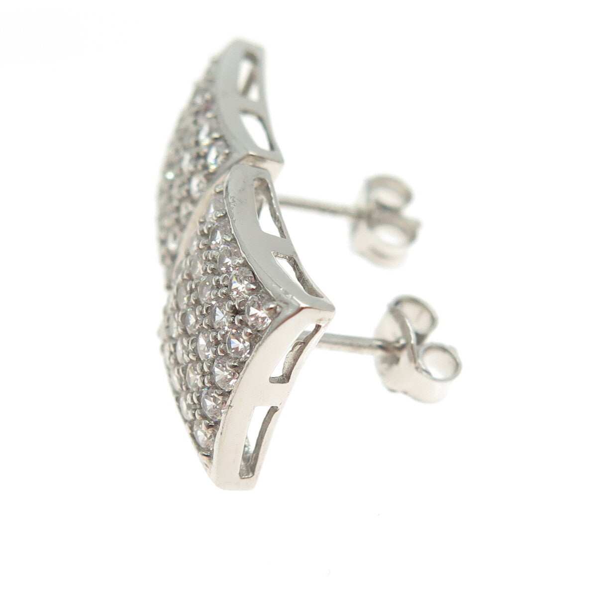 925 Sterling Silver Round-Cut C Z Princess Stud Earrings