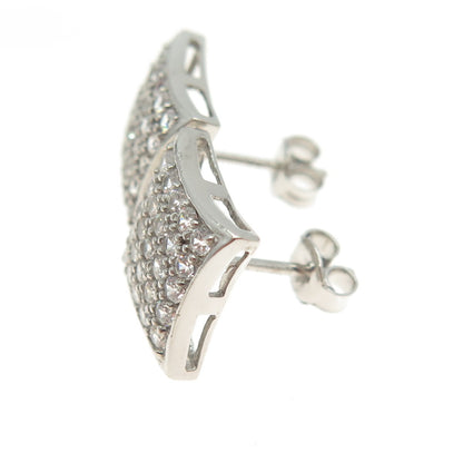 925 Sterling Silver Round-Cut C Z Princess Stud Earrings