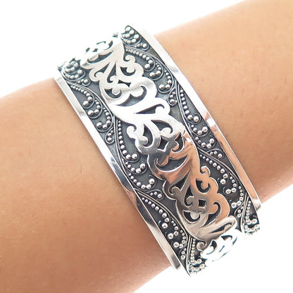LOIS HILL 925 Sterling Silver Vintage Granulated Scroll Adjustable Bracelet 7.5"