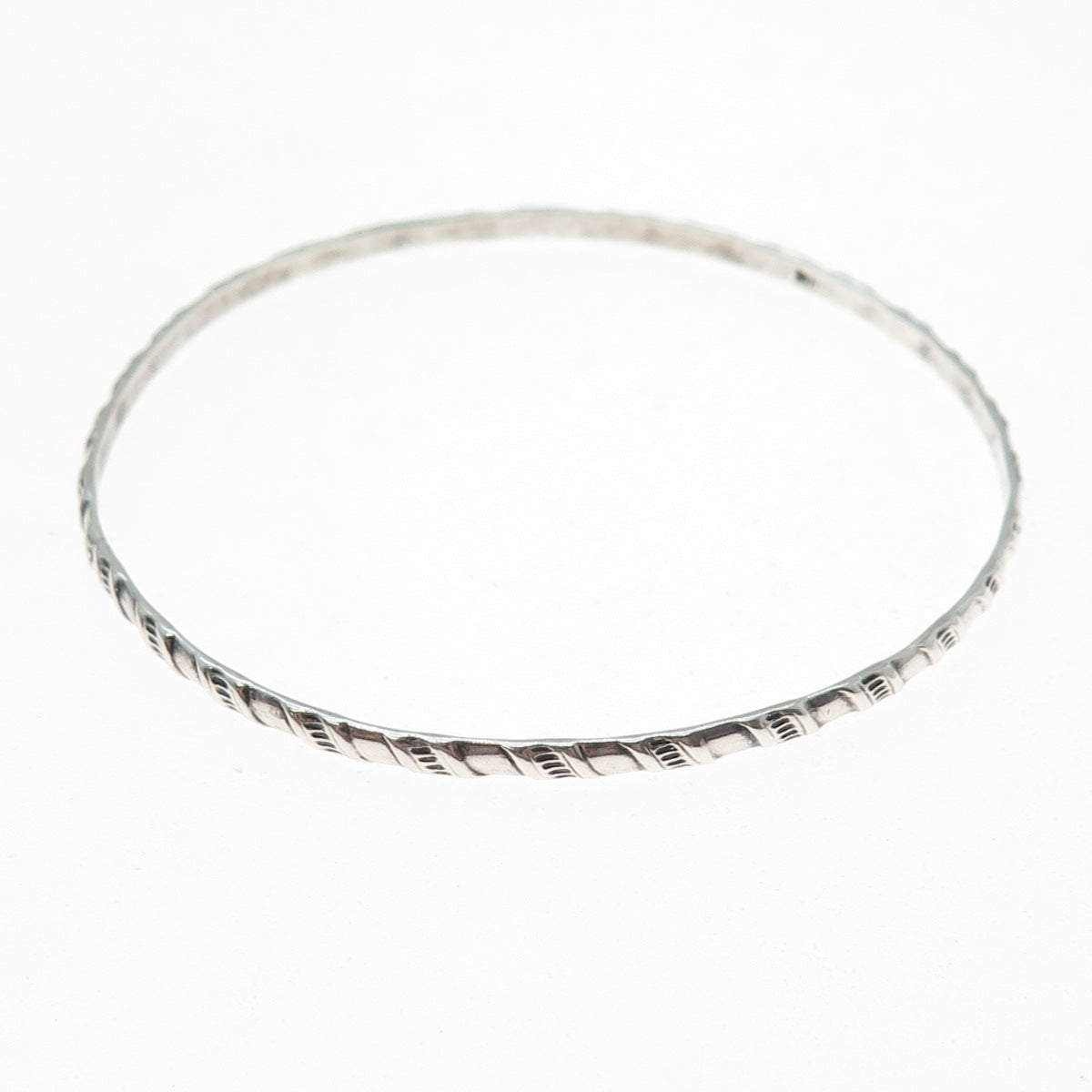 925 Sterling Silver Vintage Twisted Bangle Bracelet 8"