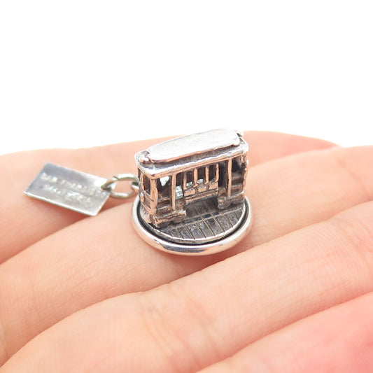 BELL TRADING 925 Sterling Silver Vintage SF Cable Car Mini 3D Charm Pendant