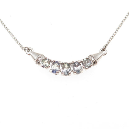 Chuck Clemency 925 Sterling Silver Real Tanzanite Cable Chain Necklace 18"