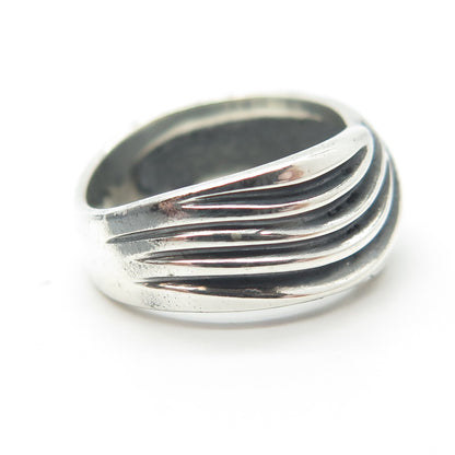 925 Sterling Silver Vintage Ribbed Ring Size 5.5