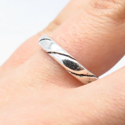 925 Sterling Silver Twisted Band Ring Size 7
