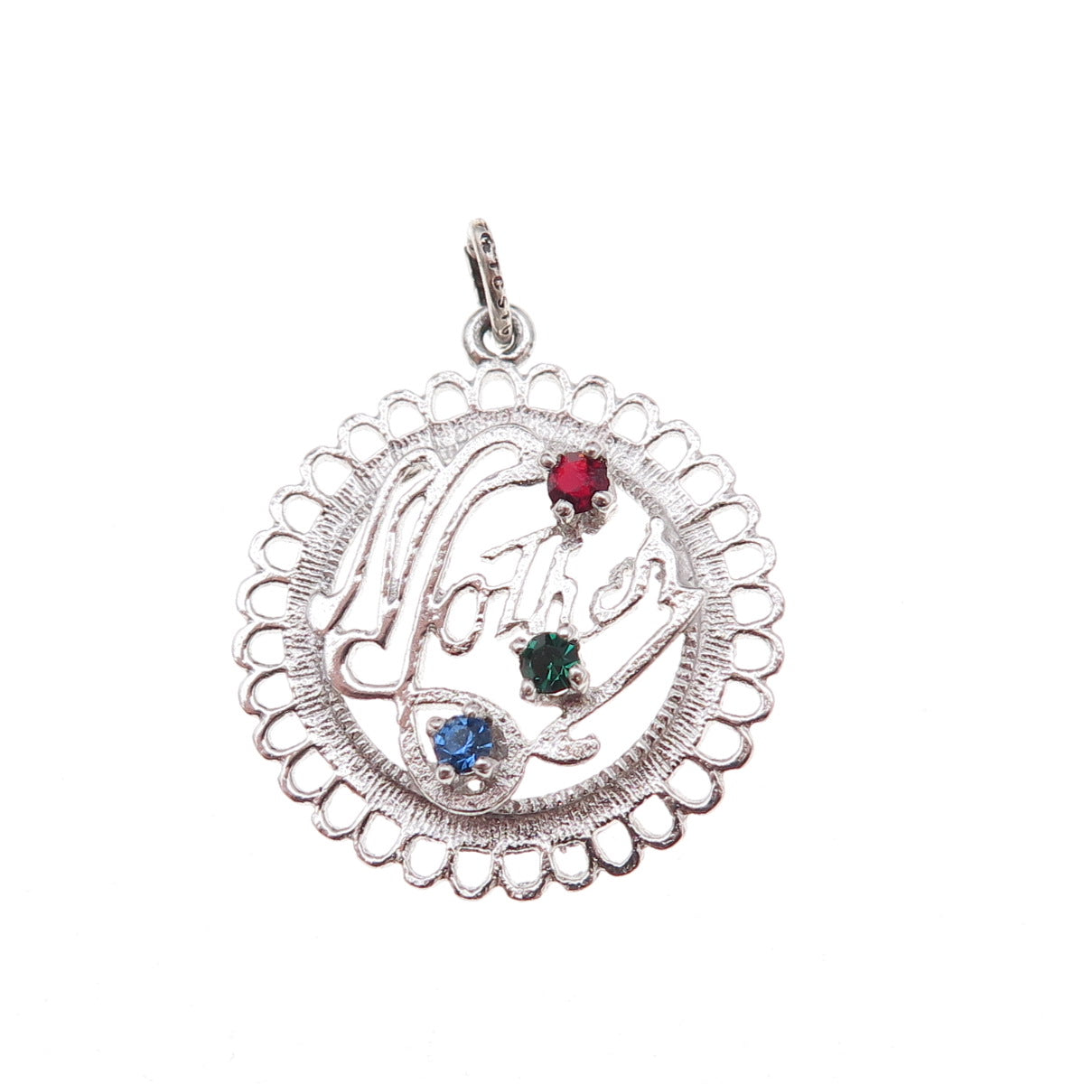 Skyway 925 Sterling Silver Vintage Rhinestone Mother Charm Pendant