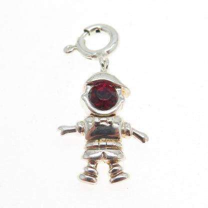 925 Sterling Silver Vintage Rhinestone July Birthstone Boy Spring Ring Pendant