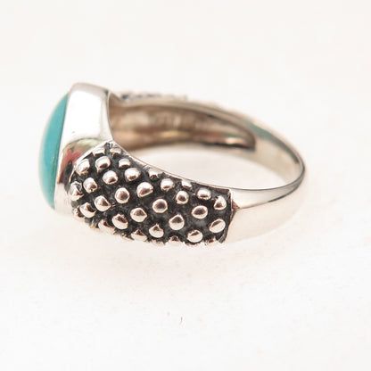 925 Sterling Silver Vintage Real Turquoise Oxidized Ring Size 6