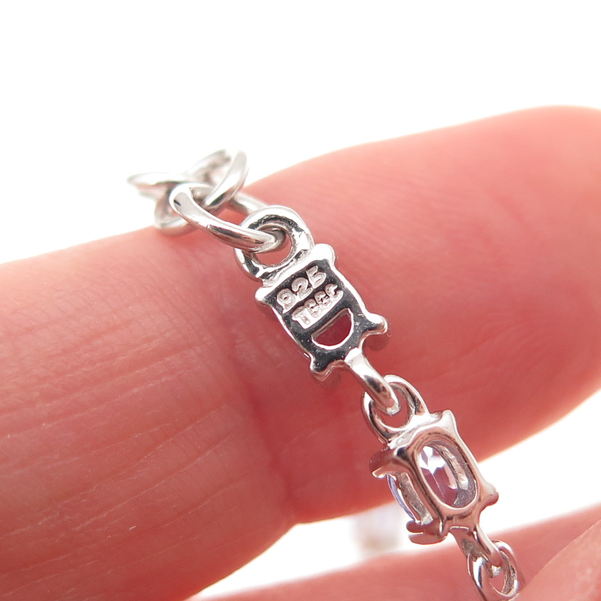 925 Sterling Silver Real Oval-Cut Tanzanite Bracelet 7-8"