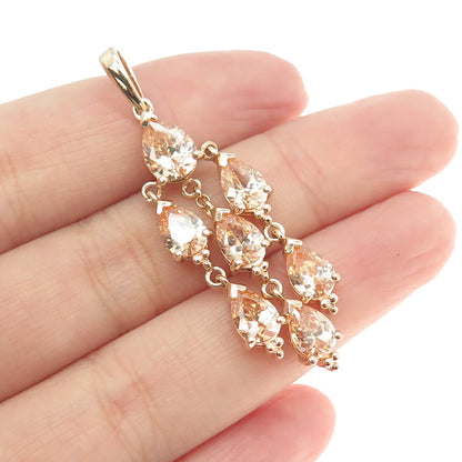 ROSS SIMONS 925 Sterling Silver Gold Plated Champagne-Color C Z Pendant