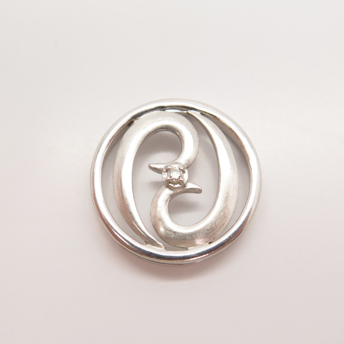 925 Sterling Silver Real White Diamond Gemini Zodiac Sign Round Pendant