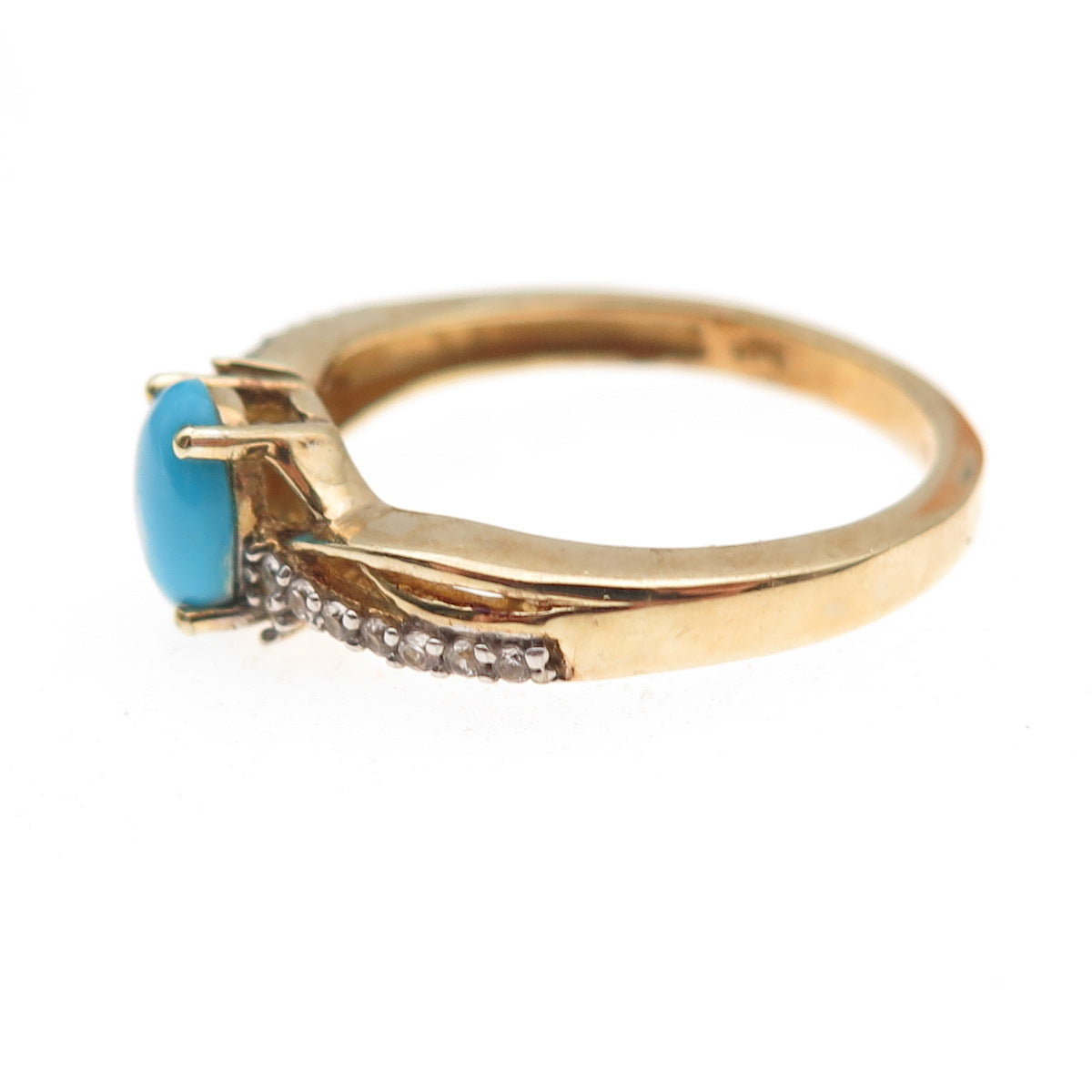 Chuck Clemency 925 Sterling Silver Gold Plated Real Turquoise Topaz Ring Size 8
