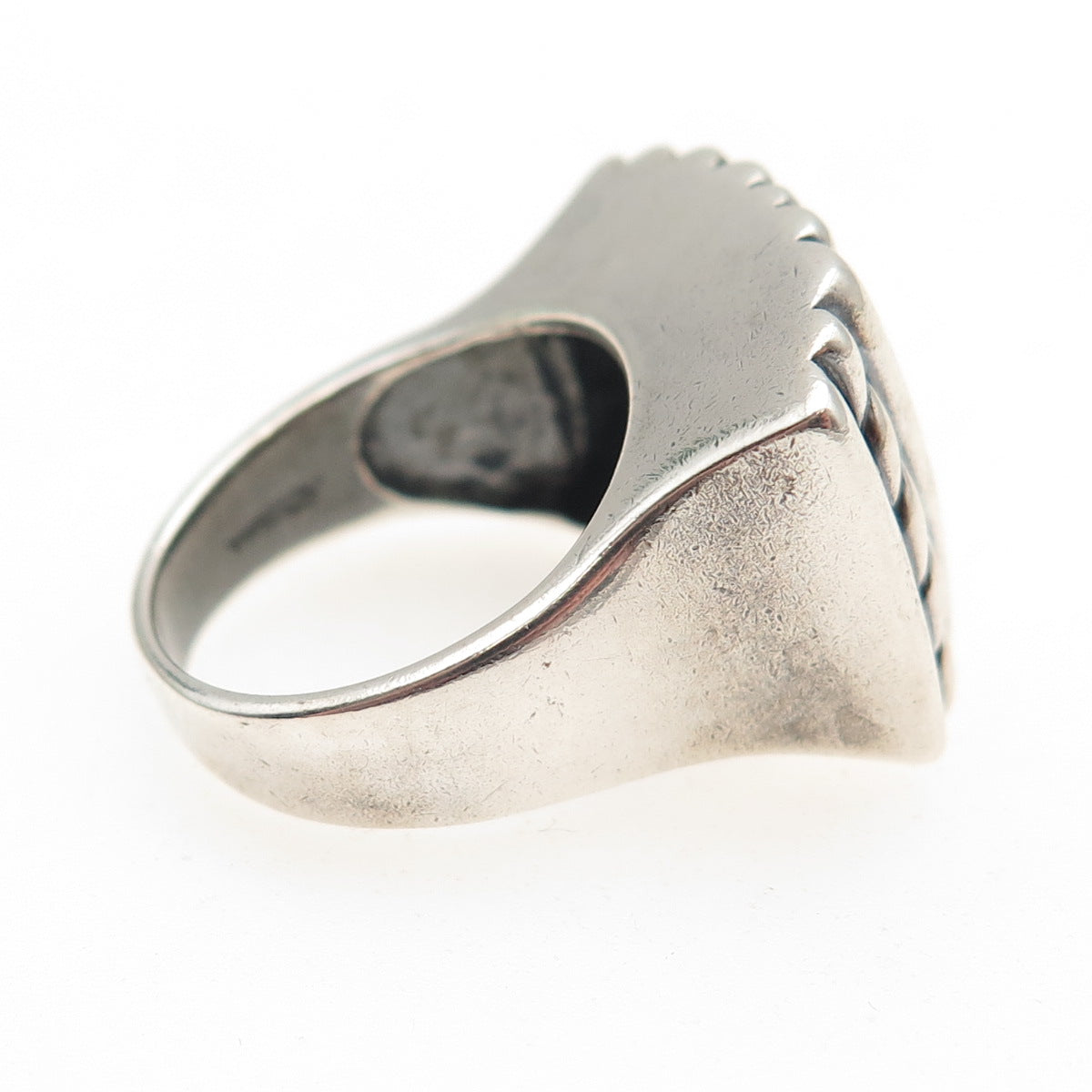 Chapal Zenray Sterling Silver Vintage Modernist Ribbed Oxidized Ring Size 6.75