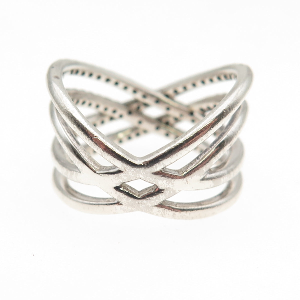 PANDORA 925 Sterling Silver Round-Cut C Z Cosmic Lines Ring Size 6.5