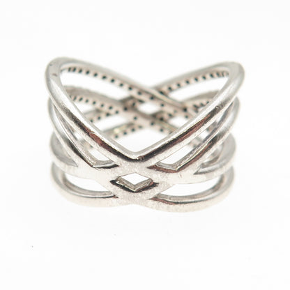 PANDORA 925 Sterling Silver Round-Cut C Z Cosmic Lines Ring Size 6.5