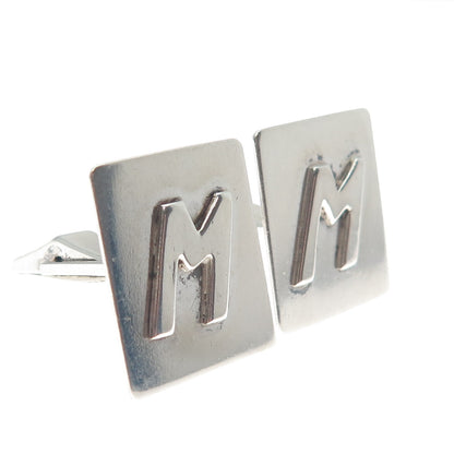 925 Sterling Silver Vintage Letter "M" Initial Cufflinks