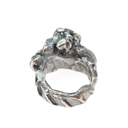 925 Sterling Silver Vintage Modernist Twisted Oxidized Ring Size 5