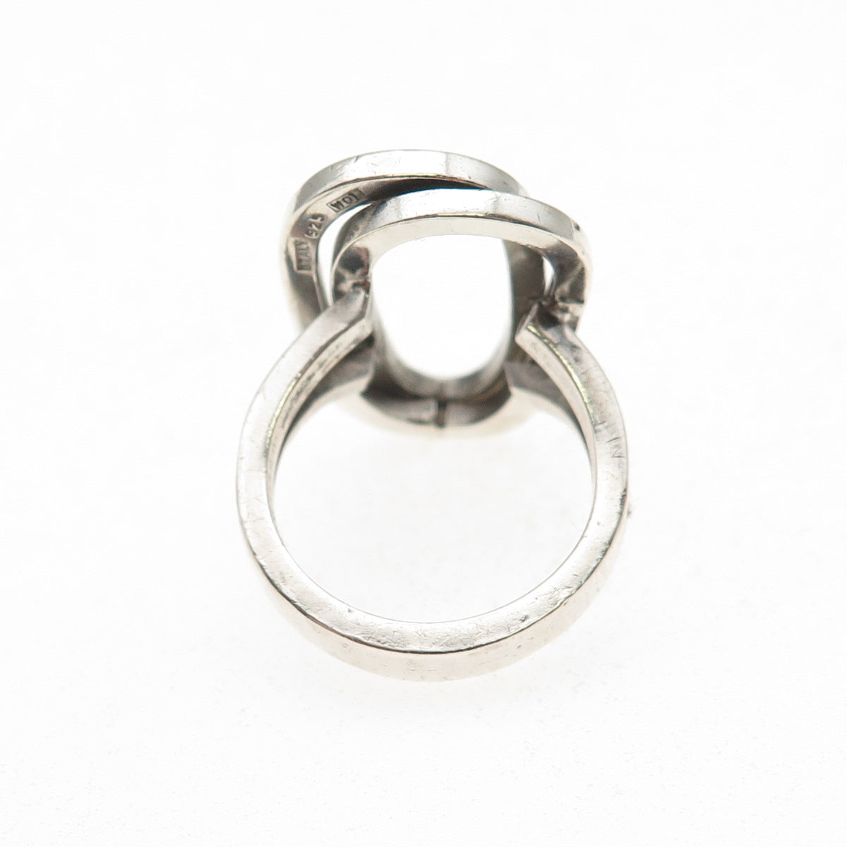 925 Sterling Silver Vintage WOL Italy Modernist Interlocked Oval Ring Size 6.5