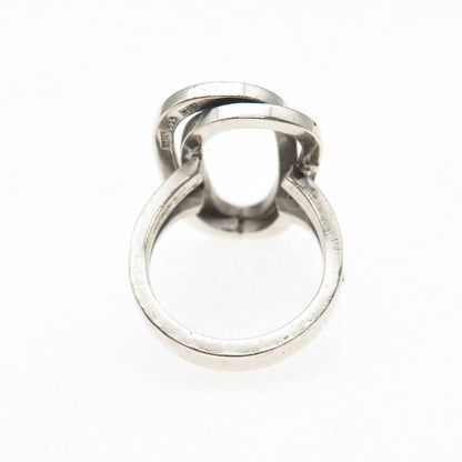 925 Sterling Silver Vintage WOL Italy Modernist Interlocked Oval Ring Size 6.5