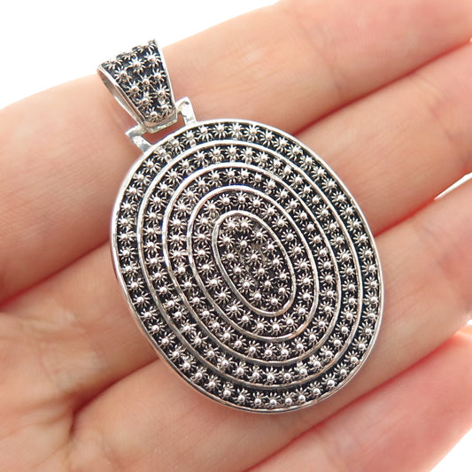 835 Silver Vintage Portugal Cannetille Oxidized Pendant