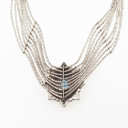 Carolyn Pollack Old Pawn 925 Sterling Vintage Turquoise & Topaz Necklace 16-18"