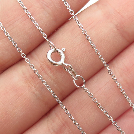 925 Sterling Silver Italy Round-Cut C Z Letter "W" Cable Chain Necklace 16"