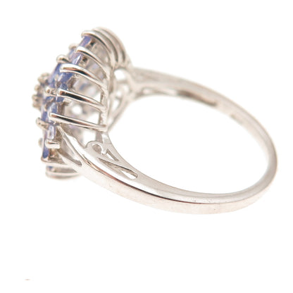 Chuck Clemency 925 Sterling Silver Real Tanzanite Floral Ring Size 8.25
