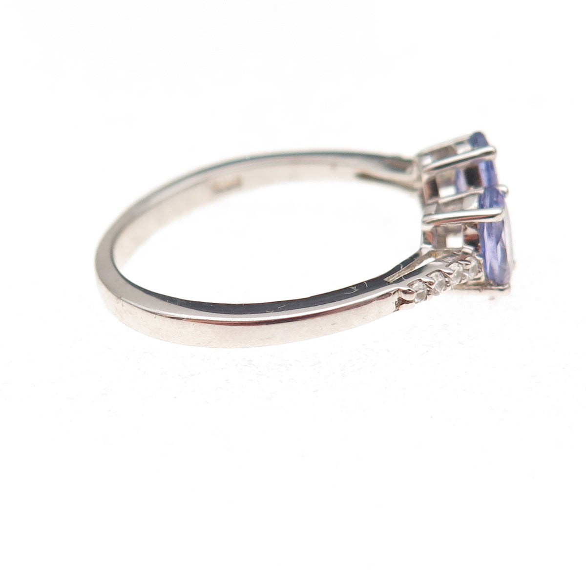 Chuck Clemency 925 Sterling Silver Real Tanzanite & White Topaz Ring Size 8.25